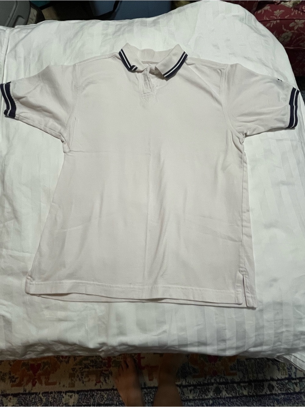 Women's Notre Dame White Polo Blouse with Navy Trim
